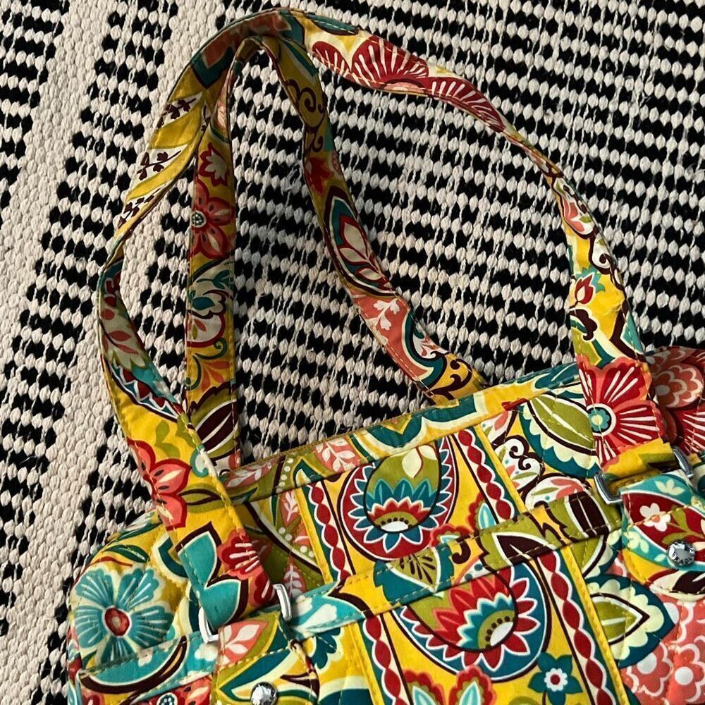 Vera Bradley yellow multicolor duffle bag 12.5”x10” - Picture 3 of 5